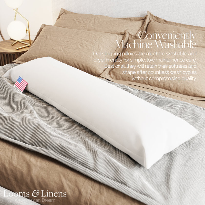 Looms Linens Full Body Pillow For Adults Elderly And Pregnant Woman Body Pillow With Down Alternative Plush Filling Long Pillow Posture And Spine Support Pillow For Rem Sleep Pillow Extra Large